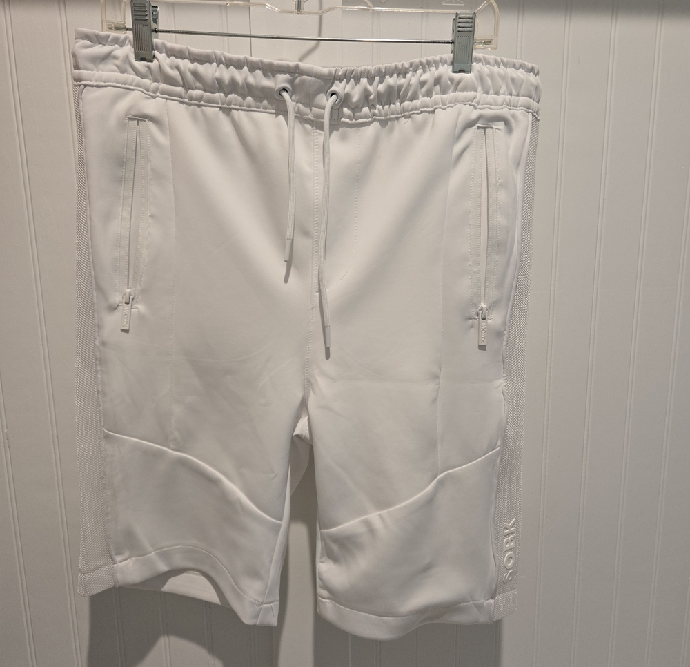 SOBK Men's White Performance Athletic Drawstring Shorts